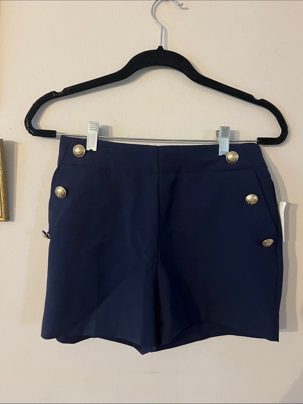 Nicole Miller Navy High-Rise Button Front Shorts